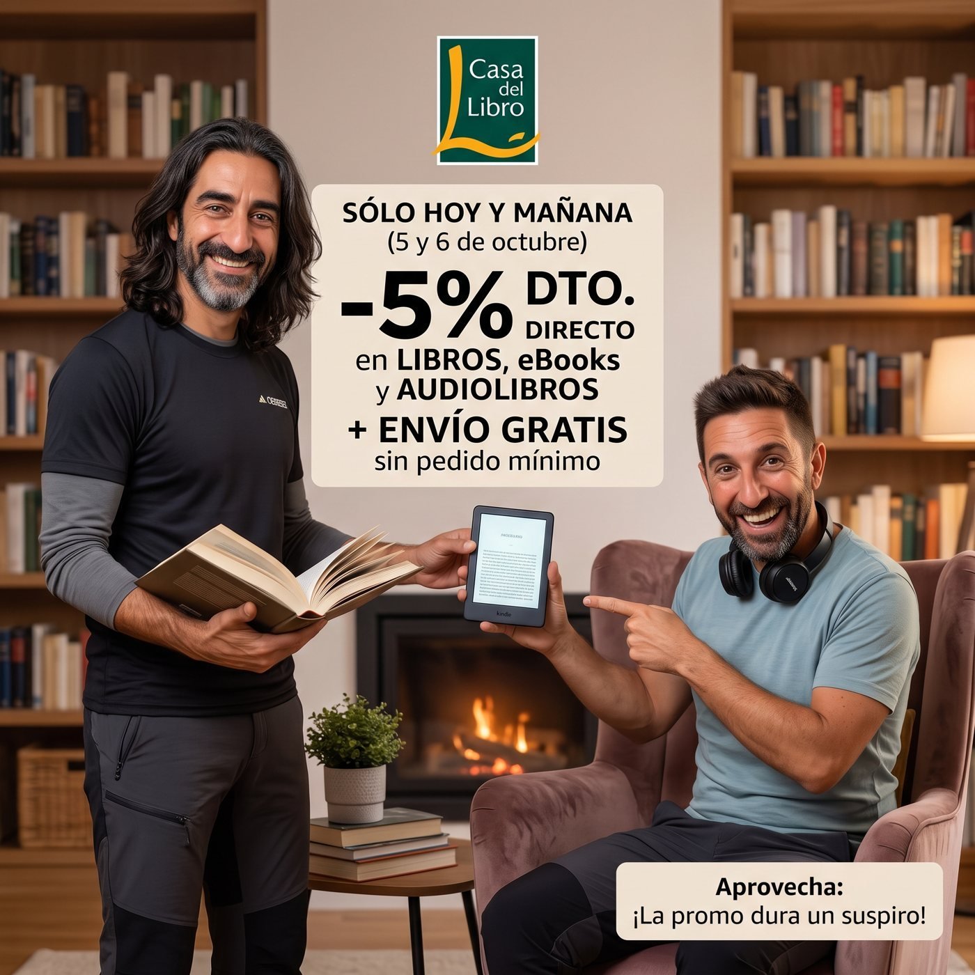 Hoy y mañana envío gratis y 5% de descuento