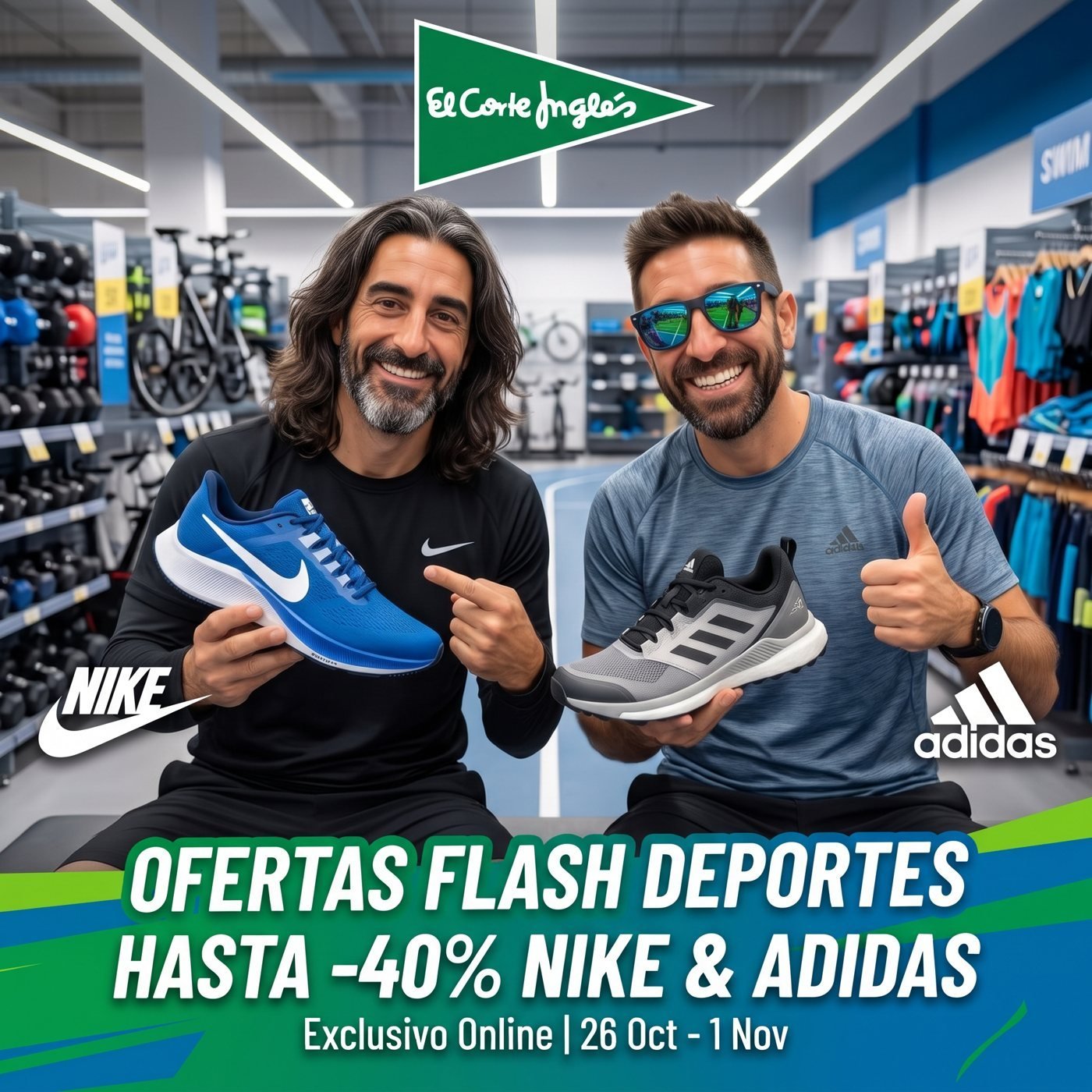 HASTA EL 40% EN NIKE Y ADIDAS - OFERTAS FLASH DE EL CORTE INGLÉS