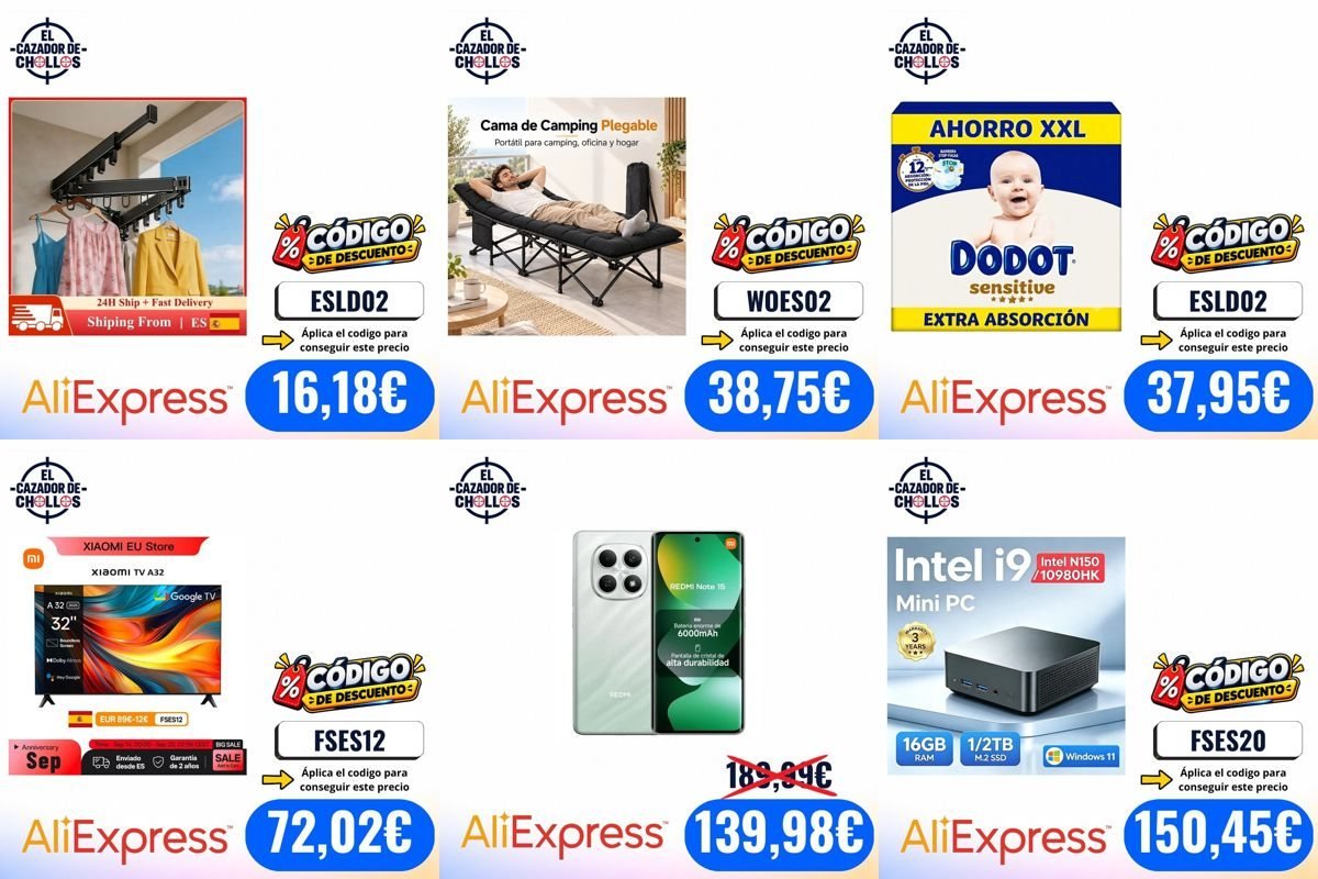 Seis ofertas de AliExpress publicadas en El Cazador de Chollos