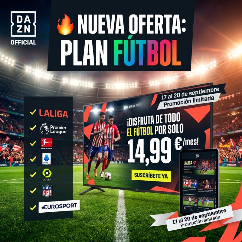 Consigue el plan DAZN Fútbol a un precio que no se ve todos los días