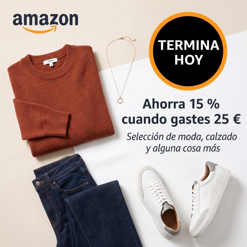 Ahorra un 15% al gastar 25 € en una selección especial de moda, calzado y mucho más en Amazon. TERMINA HOY