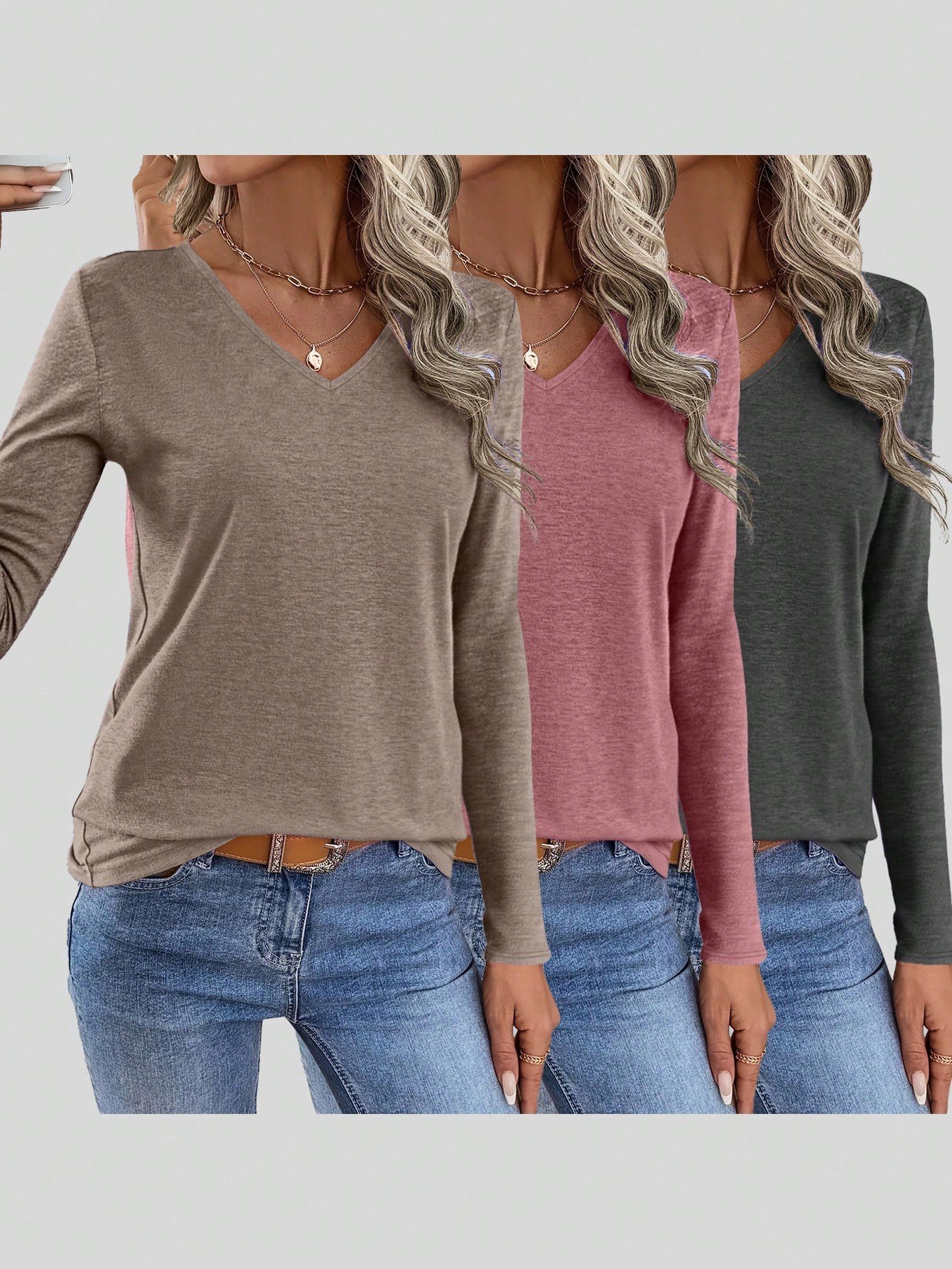 BLUSAS CASUALES DE MANGA LARGA
