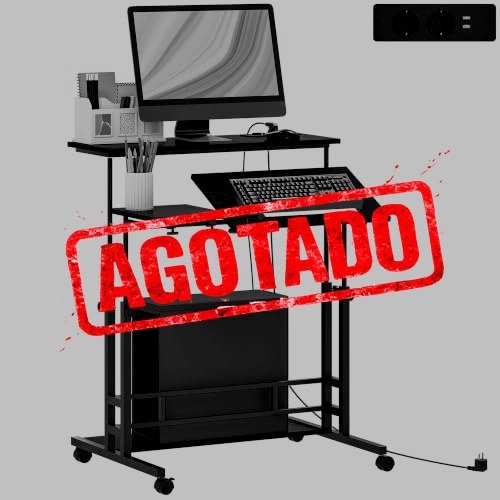 ESCRITORIO ELEVABLE CON RUEDAS Y PUERTOS USB