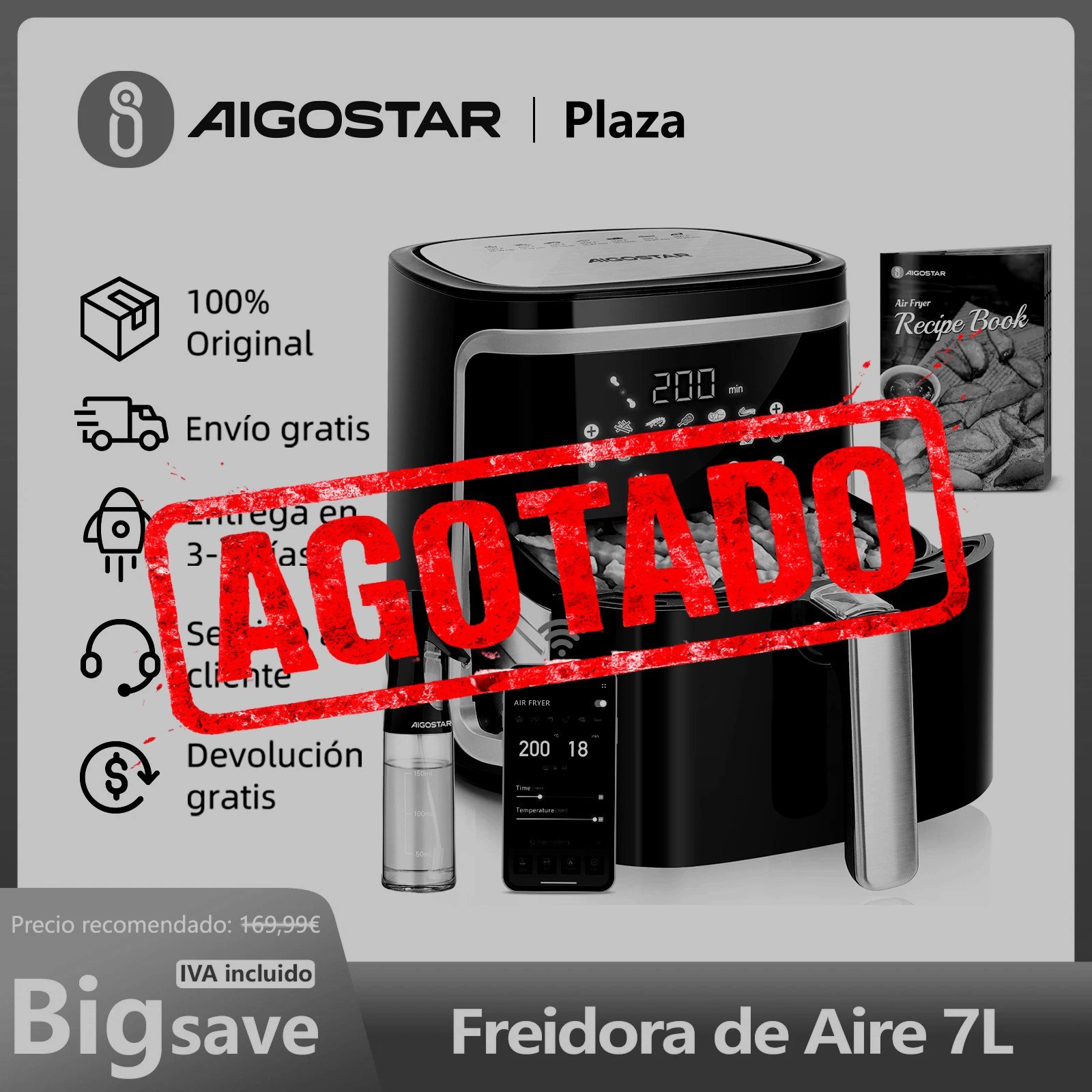 FREIDORA DE AIRE INTELIGENTE 7L