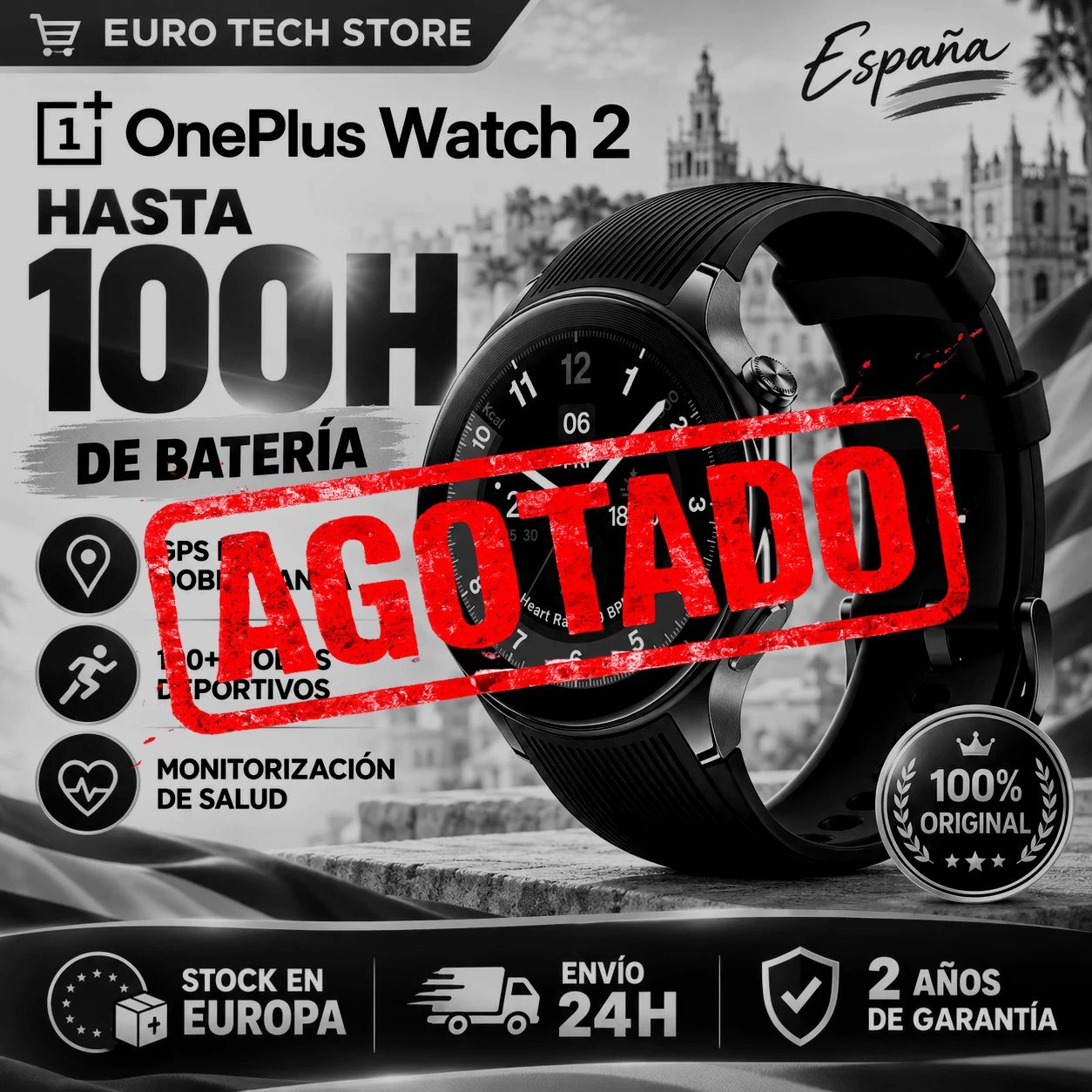 RELOJ ONEPLUS 2 NEGRO ACERO