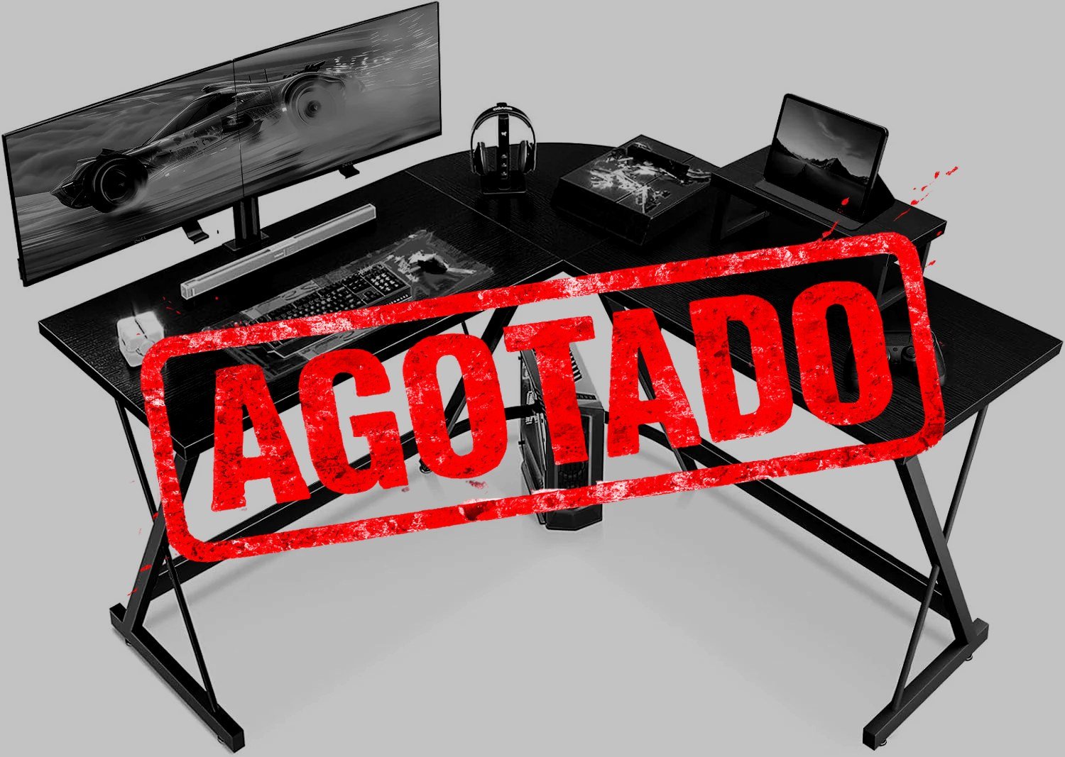 ESCRITORIO GAMING EN FORMA DE L NEGRO