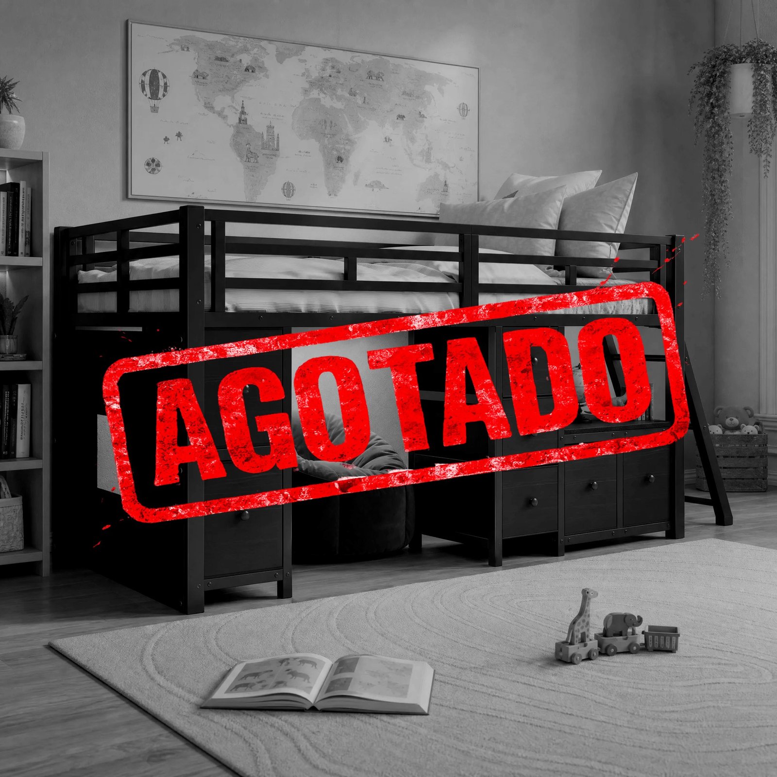 CAMA NEGRA 90x200 CM CON CAJONES