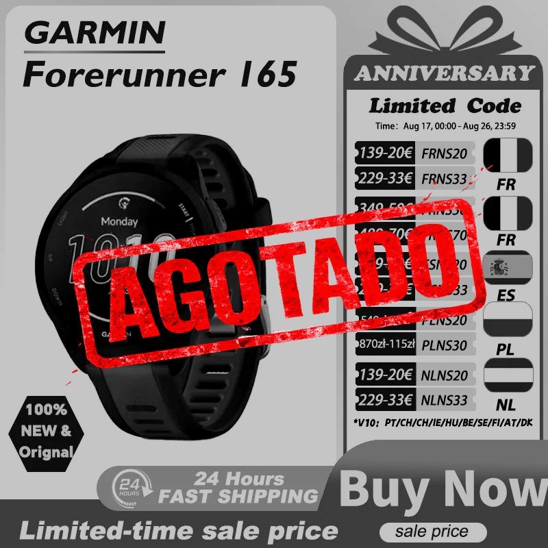 GARMIN FORERUNNER 165 CON SENSOR DE OXÍMETRO