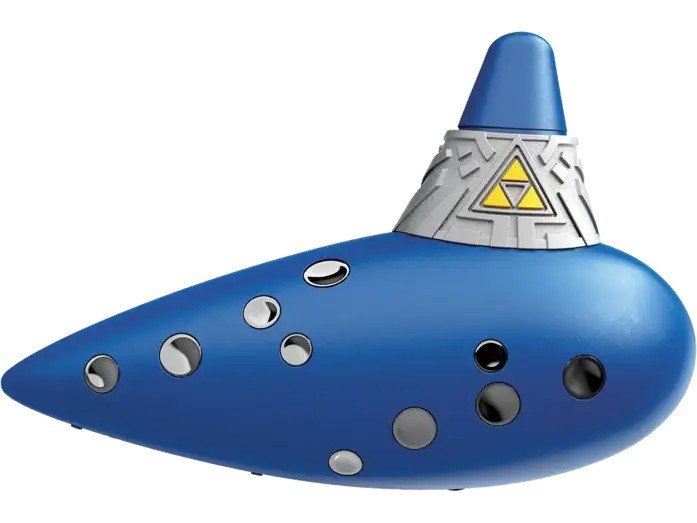 Instrumento Ocarina - Hori Ocarina del Tiempo Eléctrica, The Legend of Zelda: Ocarina of Time, Altavoz, Jack 3.5 mm, con Soporte, Azul